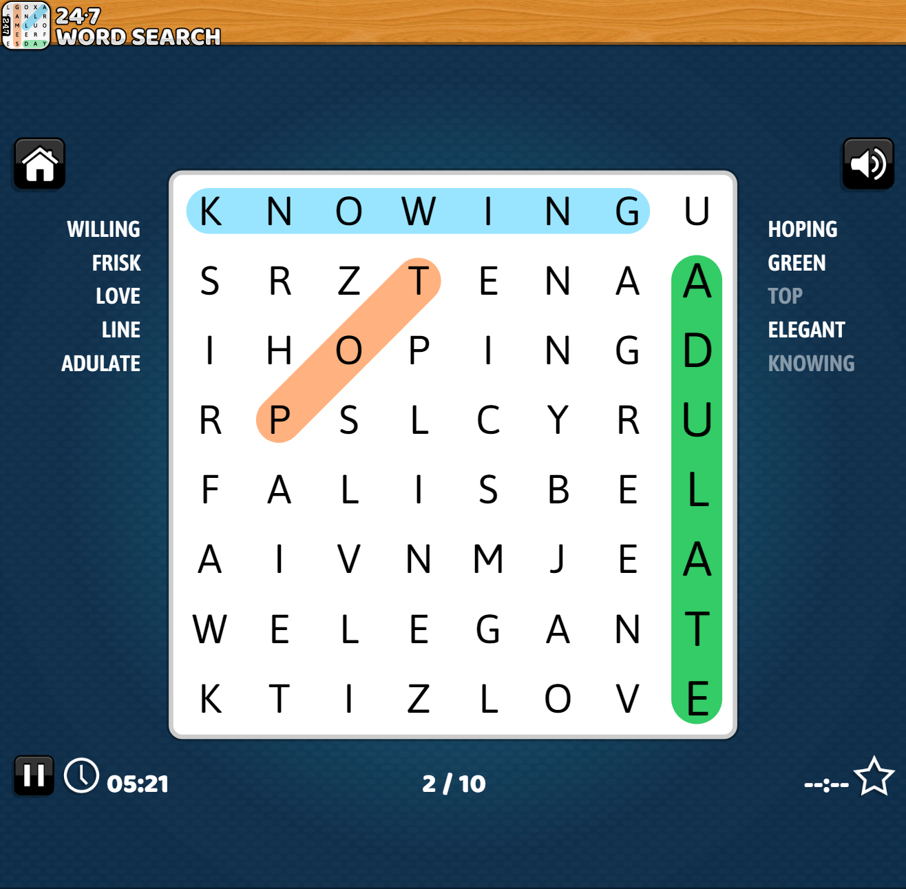 Word Search Adulate